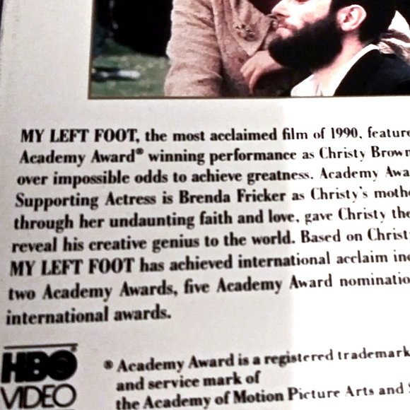 Vintage Movie, My Left Foot, Academy Award Winner, VCR Movie, Classic VHS Movie - Picture 5 of 6